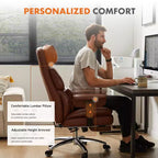 Fauteuil de bureau de direction Bestier, fauteuil de bureau en cuir PU grand et haut avec repose-pieds et soutien lombaire, hauteur inclinable réglable