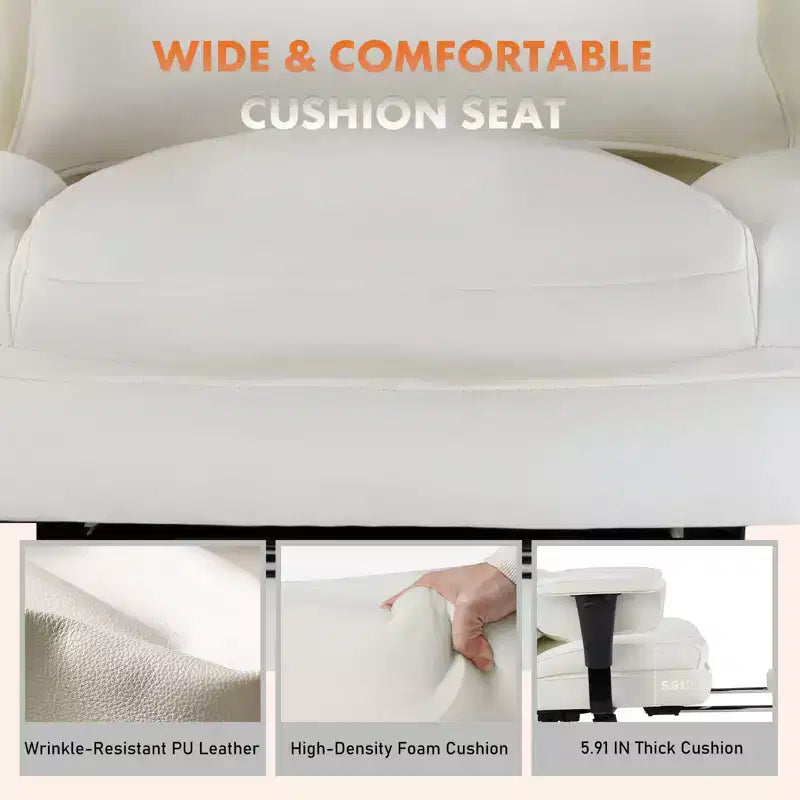 Fauteuil de bureau de direction Bestier, fauteuil de bureau en cuir PU grand et haut avec repose-pieds et soutien lombaire, hauteur inclinable réglable
