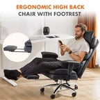 Fauteuil de bureau de direction Bestier, fauteuil de bureau en cuir PU grand et haut avec repose-pieds et soutien lombaire, hauteur inclinable réglable