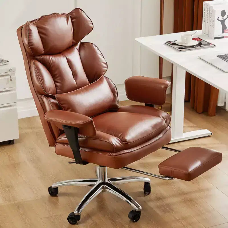 Fauteuil de bureau de direction Bestier, fauteuil de bureau en cuir PU grand et haut avec repose-pieds et soutien lombaire, hauteur inclinable réglable
