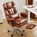 Fauteuil de bureau de direction Bestier, fauteuil de bureau en cuir PU grand et haut avec repose-pieds et soutien lombaire, hauteur inclinable réglable