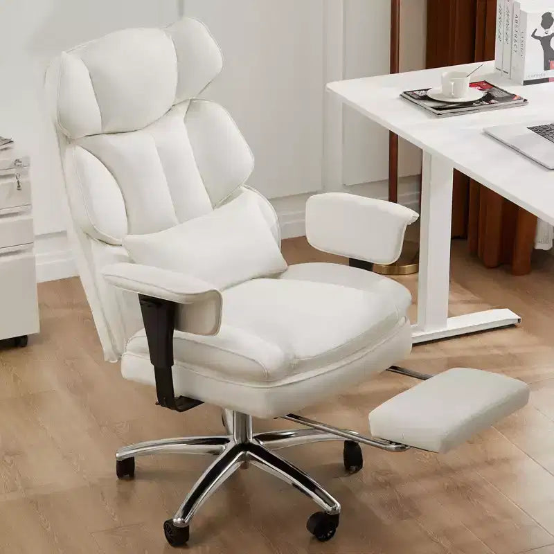 Fauteuil de bureau de direction Bestier, fauteuil de bureau en cuir PU grand et haut avec repose-pieds et soutien lombaire, hauteur inclinable réglable