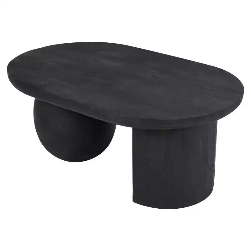Table basse Royal Hampton de 96,5 cm en bois de manguier avec pieds sphériques entiers et demi-sphériques