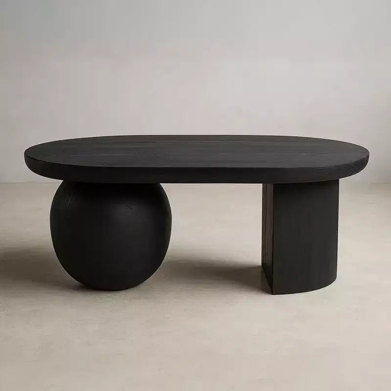 Table basse Royal Hampton de 96,5 cm en bois de manguier avec pieds sphériques entiers et demi-sphériques