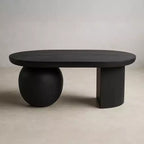 Table basse Royal Hampton de 96,5 cm en bois de manguier avec pieds sphériques entiers et demi-sphériques
