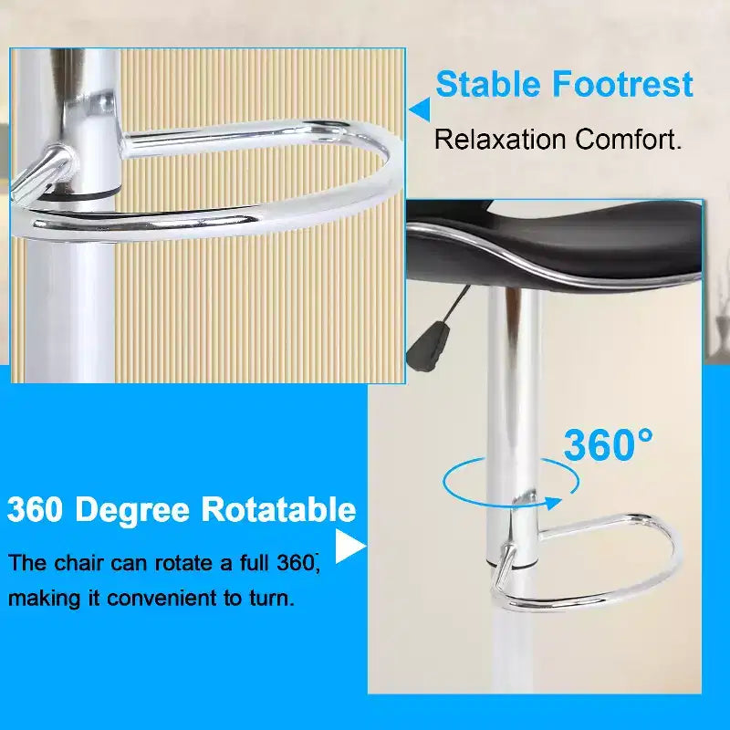 Lot de 2 tabourets de bar BestMassage avec dossier et repose-pieds, tabourets de cuisine modernes pour îlot central