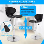 Lot de 2 tabourets de bar BestMassage avec dossier et repose-pieds, tabourets de cuisine modernes pour îlot central