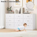 Commode à 9 tiroirs pour chambre à coucher, commode moderne avec prise électrique, grands tiroirs, pour salon, couloir