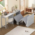 Twin Size Murphy Bed Space with Foldable Cushion, Saving Foldable Bed Murphy Chest Dresser Bed with Adjustable Position Desk, White/Gray - ModernLuxe