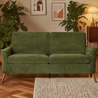 Canapé Causeuse Moderne du Milieu du Siècle Dyonery 68, Canapés Confortables en Velours Côtelé pour Salon, Petits Canapés sans Outil Vert/Gris/Bleu/Beige