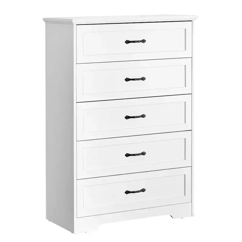 Commode à 5 ou 6 tiroirs, commode de style rustique avec poignées en métal, organiseur de rangement moderne avec dispositif anti-basculement, commode haute en bois