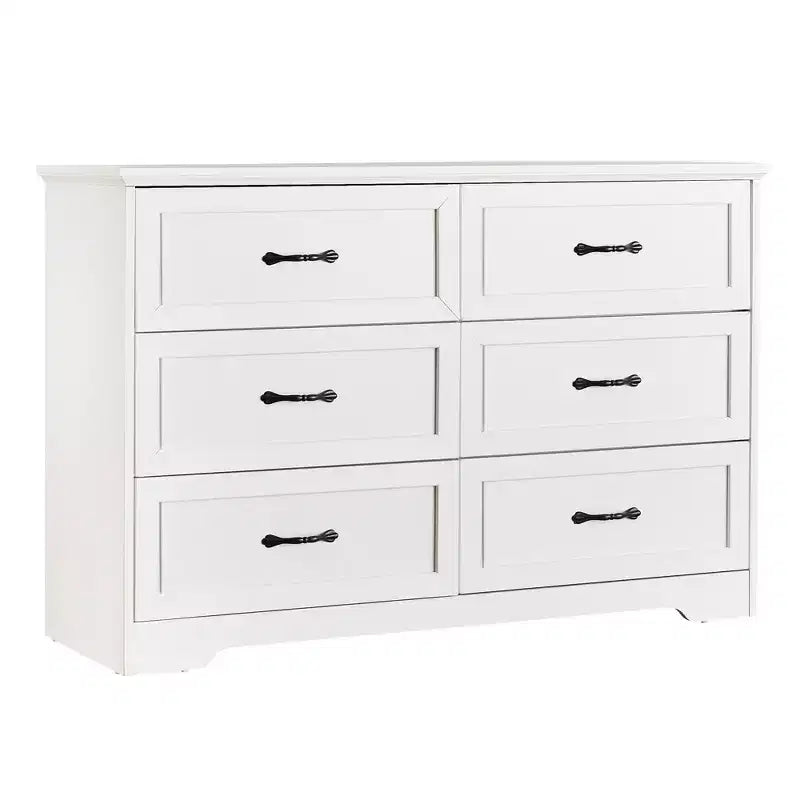 Commode à 5 ou 6 tiroirs, commode de style rustique avec poignées en métal, organiseur de rangement moderne avec dispositif anti-basculement, commode haute en bois