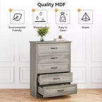 Commode à 5 ou 6 tiroirs, commode de style rustique avec poignées en métal, organiseur de rangement moderne avec dispositif anti-basculement, commode haute en bois