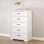 Commode à 5 ou 6 tiroirs, commode de style rustique avec poignées en métal, organiseur de rangement moderne avec dispositif anti-basculement, commode haute en bois