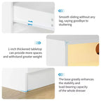 Commode double à 4 tiroirs avec prise de courant, commodes d'appoint avec lumière LED, commode de rangement blanche moderne avec station de charge, blanc