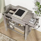 Table d'appoint Acekool avec plateau relevable, tiroir de rangement, ports USB et prises, table d'appoint avec étagères et sac de rangement pour petits espaces