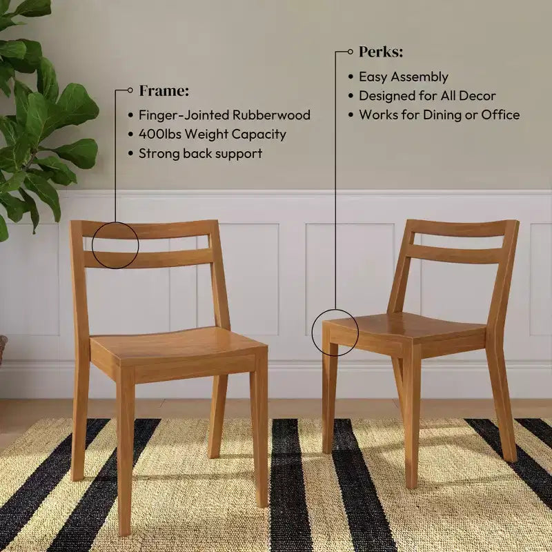 Now Furniture Chaises de salle à manger (lot de 2), chaises de cuisine modernes en bois massif