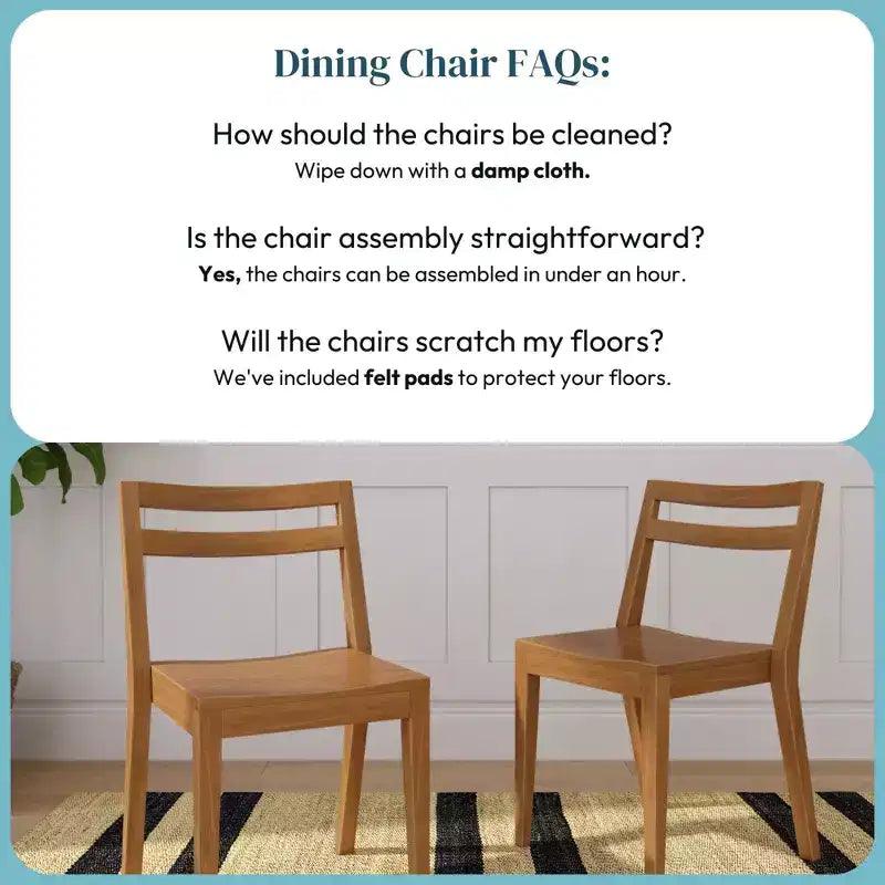 Now Furniture Chaises de salle à manger (lot de 2), chaises de cuisine modernes en bois massif