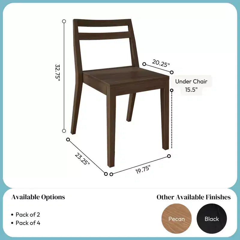 Now Furniture Chaises de salle à manger (lot de 2), chaises de cuisine modernes en bois massif