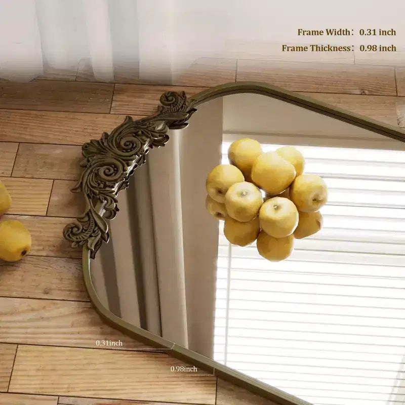 65x22 Arched Full Length Mirror Metal Vintage Mirror Baroque Style,Brozen