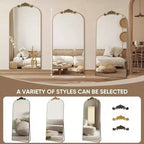 65x22 Arched Full Length Mirror Metal Vintage Mirror Baroque Style,Brozen