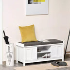 Banc de rangement fonctionnel Okak moderne avec portes coulissantes façon grange, banc à chaussures avec coussin en lin pour chambre à coucher, entrée