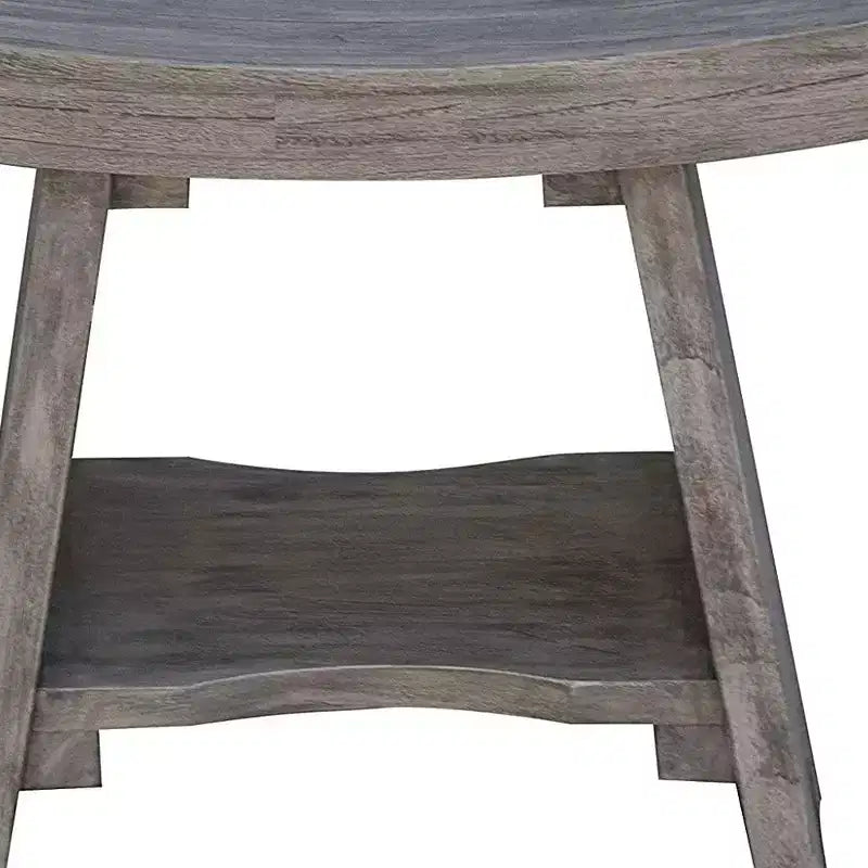 HomeRoots Banc de douche rectangulaire en bois massif gris 18 po avec tablette