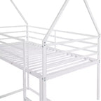 Lit superposé maison jumeau sur jumeau avec échelle/toboggan intégré, cadre en métal, pas besoin de sommier tapissier, blanc/noir - ModernLuxe