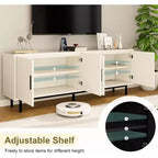 Meuble TV cannelé Dyonery 70, meuble de divertissement avec étagère de rangement réglable, console TV moderne pour salon et chambre à coucher, blanc