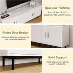 Meuble TV cannelé Dyonery 70, meuble de divertissement avec étagère de rangement réglable, console TV moderne pour salon et chambre à coucher, blanc
