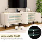 Meuble TV cannelé Dyonery 70, meuble de divertissement avec étagère de rangement réglable, console TV moderne pour salon et chambre à coucher, blanc