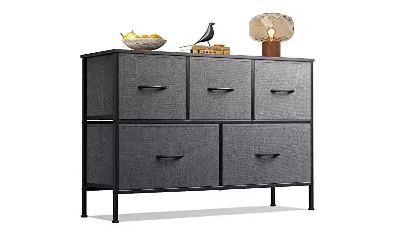 DEXYLLO Dresser for Bedroom with 5 Drawers, Long Storage Tower Organizer Unit, Fabric Dresser