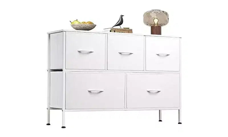 Commode de chambre DEXYLLO avec 5 tiroirs, unité de rangement haute, commode en tissu