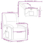 vidaXL Fauteuil inclinable de massage - Cuir véritable, Gris - Inclinable manuel avec massage vibrant à 6 points, Alimenté par USB