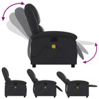 vidaXL Fauteuil de massage inclinable en cuir véritable noir - Inclinaison manuelle, fonction de vibration, poche latérale, cadre robuste