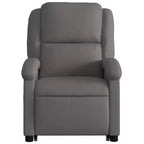 vidaXL Fauteuil inclinable de massage électrique gris en cuir véritable - Fauteuil releveur motorisé, inclinaison manuelle, massage par vibration, rembourrage en mousse