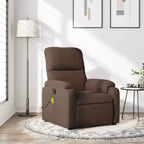 vidaXL Fauteuil inclinable de massage - Fauteuil inclinable manuel en microfibre marron avec massage vibrant et poche latérale pour salon, salle de détente