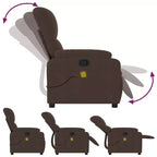 vidaXL Fauteuil inclinable de massage - Fauteuil inclinable manuel en microfibre marron avec massage vibrant et poche latérale pour salon, salle de détente
