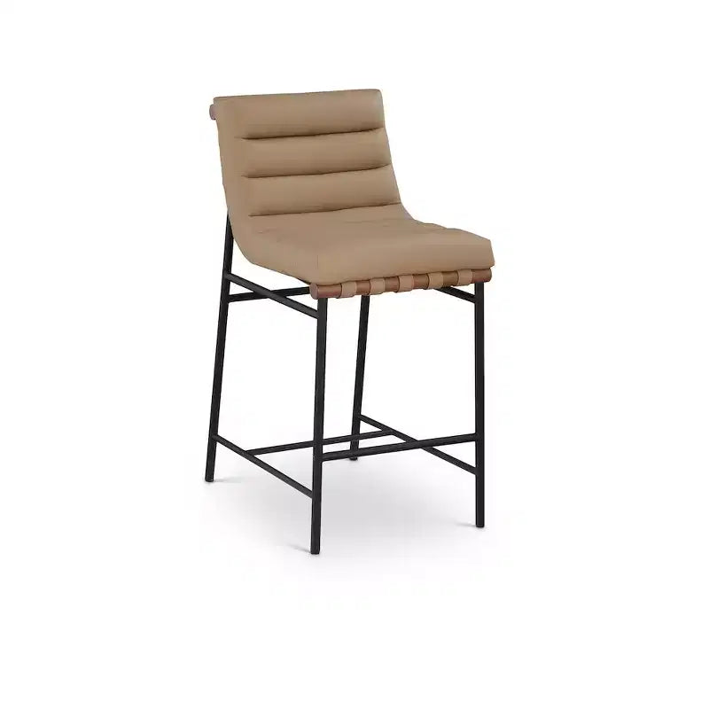 Meridian Furniture,Burke Tan Vegan Leather Counter Stool