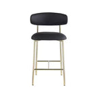 Meridian Furniture, Tabouret de comptoir Lupita en cuir vegan noir, Lot de 2