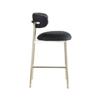 Meridian Furniture, Tabouret de comptoir Lupita en cuir vegan noir, Lot de 2