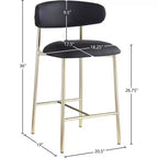 Meridian Furniture, Tabouret de comptoir Lupita en cuir vegan noir, Lot de 2