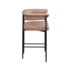 Meridian Furniture, Tabouret de comptoir Malin en similicuir vegan couleur tan, lot de 2