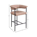 Meridian Furniture, Tabouret de comptoir Malin en similicuir vegan couleur tan, lot de 2