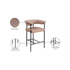 Meridian Furniture, Tabouret de comptoir Malin en similicuir vegan couleur tan, lot de 2
