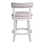 Chaise de bar pivotante à dossier bas, hauteur comptoir, HomeRoots, en similicuir gris et blanc et bois massif