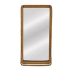Miroir mural rectangulaire Storied Home en rotin et bambou tressés à la main avec étagère, couleur naturelle