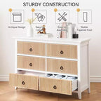 Commode de Chambre, Commode Double 6 Tiroirs Panneau à Tiroirs Cannelés, Grande Commode Moderne avec Tiroirs Profonds, Meuble TV Commode