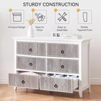 Commode de Chambre, Commode Double 6 Tiroirs Panneau à Tiroirs Cannelés, Grande Commode Moderne avec Tiroirs Profonds, Meuble TV Commode