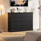 Commode à 8 tiroirs pour chambre à coucher, chiffonnier avec tiroirs profonds, grande commode double pour placard avec plateau large